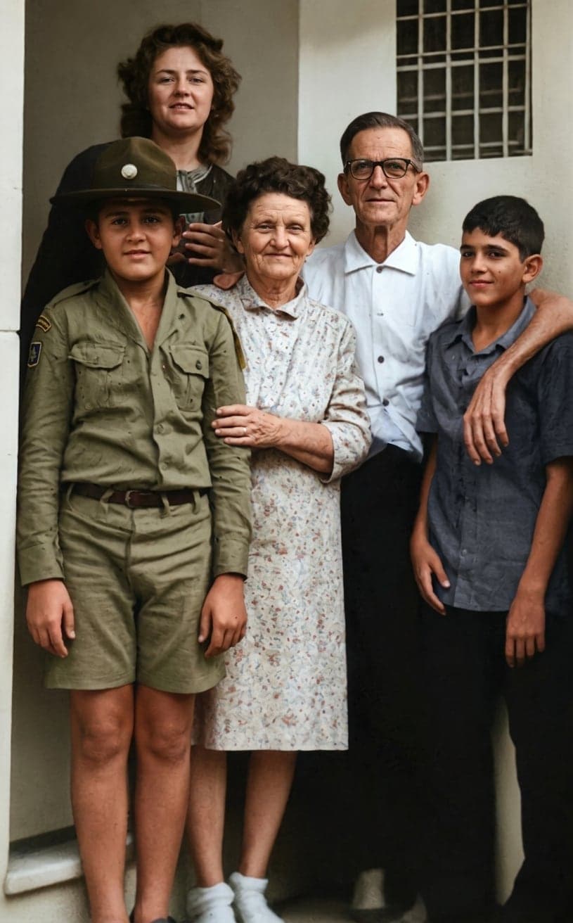 Restauração e colorização de foto de família — depois